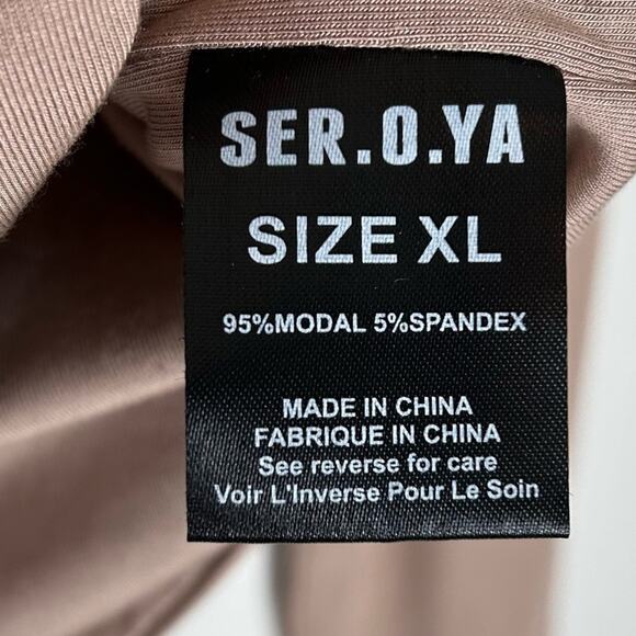 SER.O.YA Artemis Cut-out Long Sleeve Jersey Top in Dark Beige - Picture 7 of 7